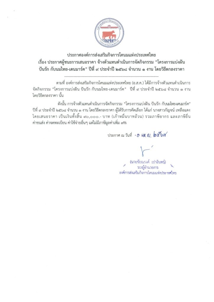 ประกาศผู้ชนะแบ่งฝันปันรักปีที่9